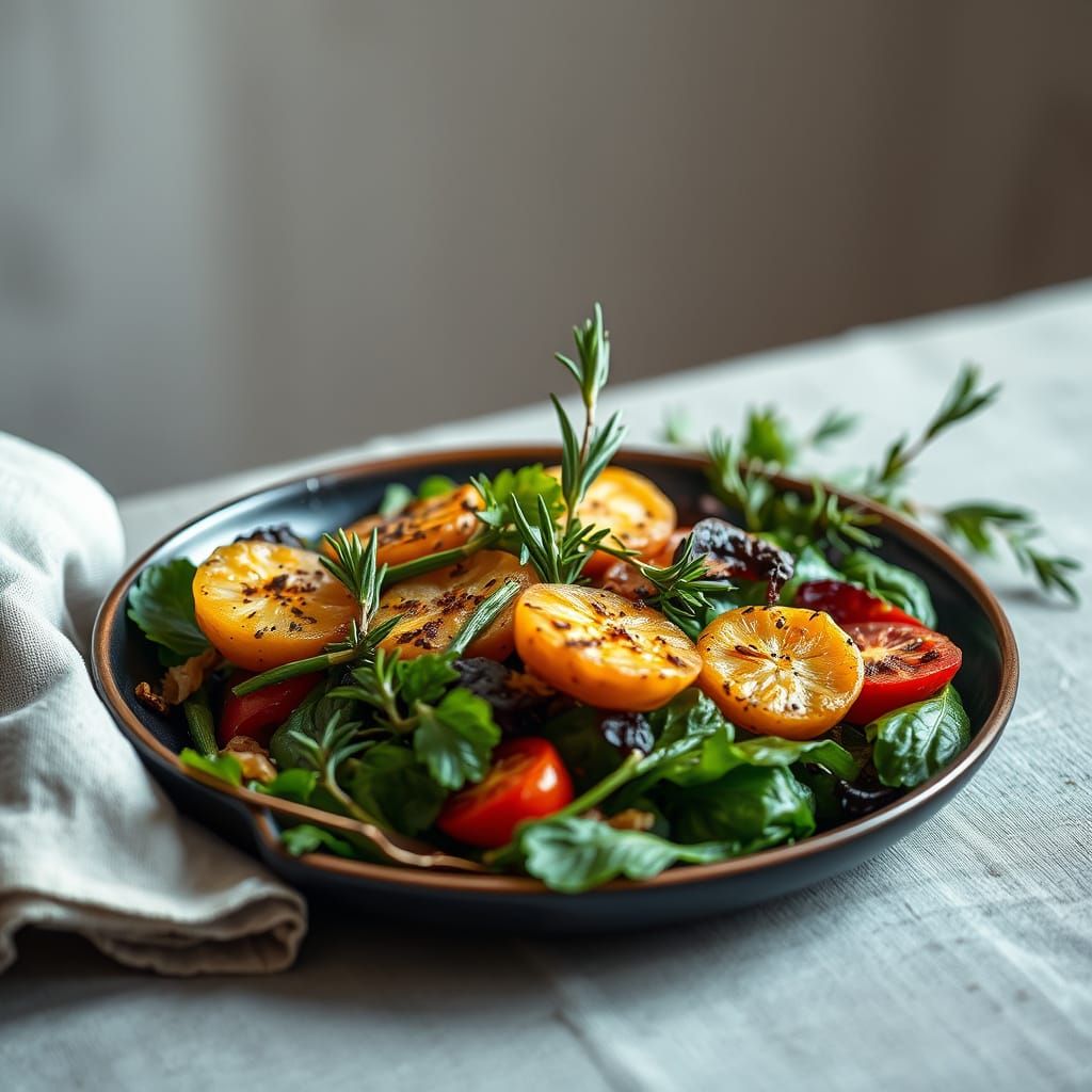 Colorful Grilled Vegetables with Herbs in Realistic Style
