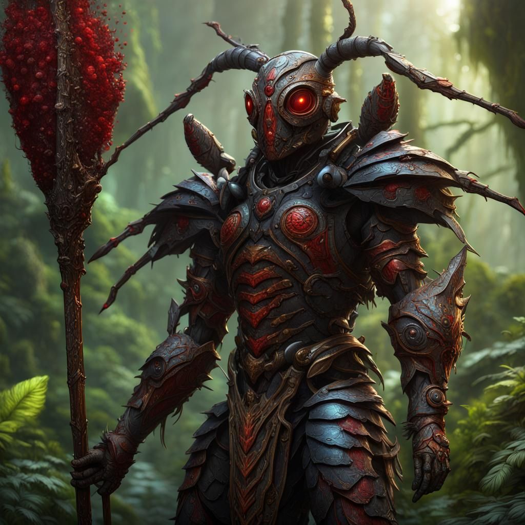 Insect Warrior in Jungle Hive, Fantasy Art