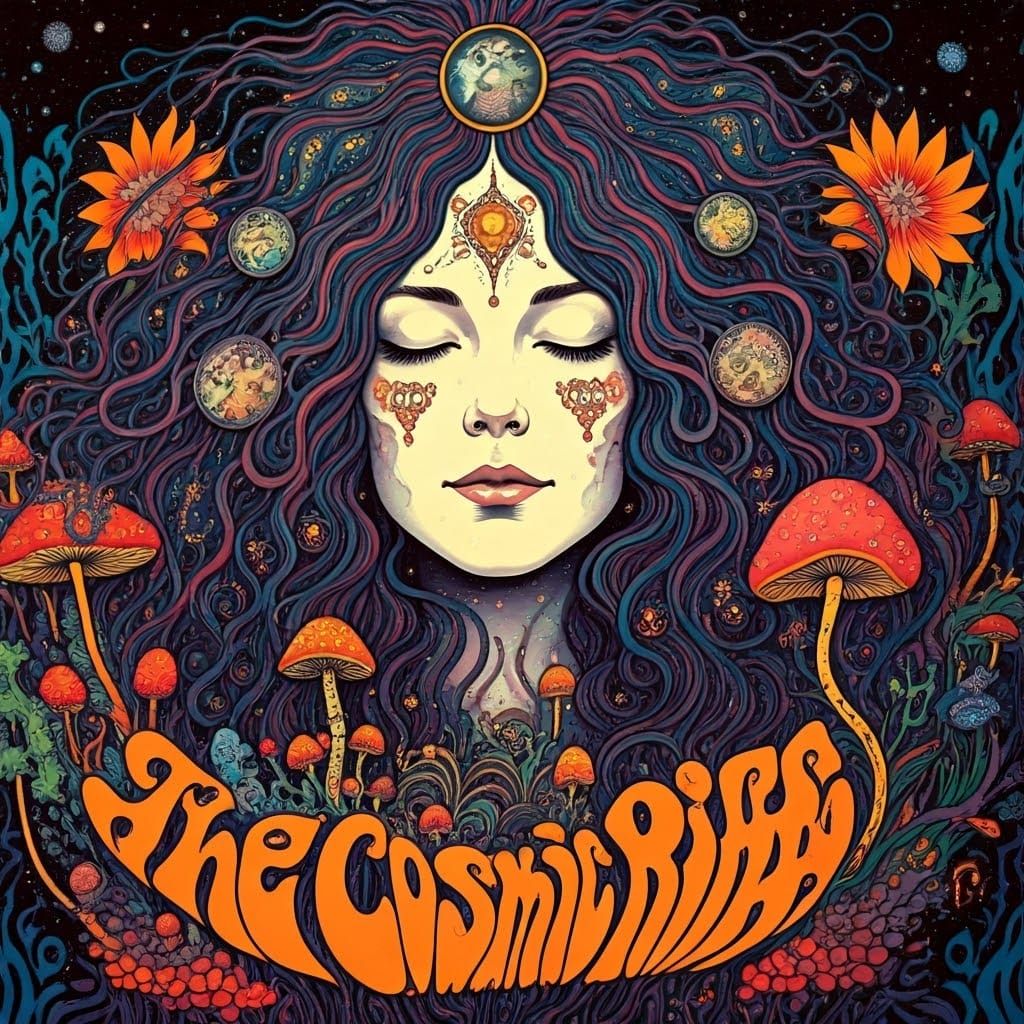 Psychedelic Rock Album Art with Cosmic Siren