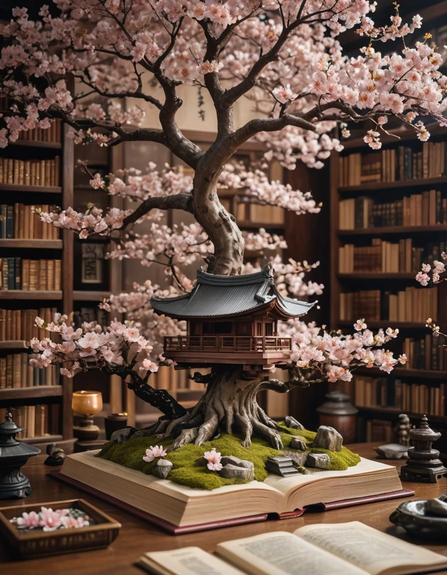 Japanese Shrine and Cherry Blossom Popup Book