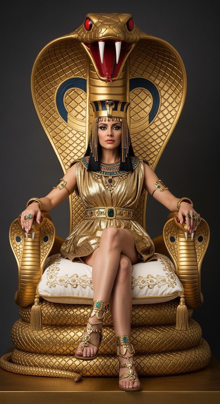 Egyptian Queen on Golden Throne, Professional Photography