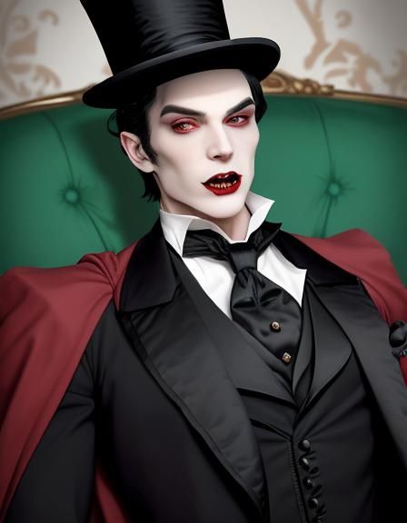 Elegant Vampire Portrait in Top Hat