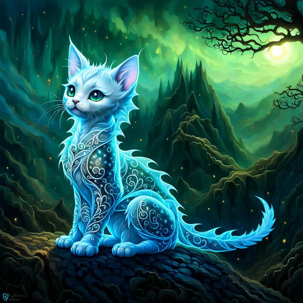 Whimsical lace kitten.