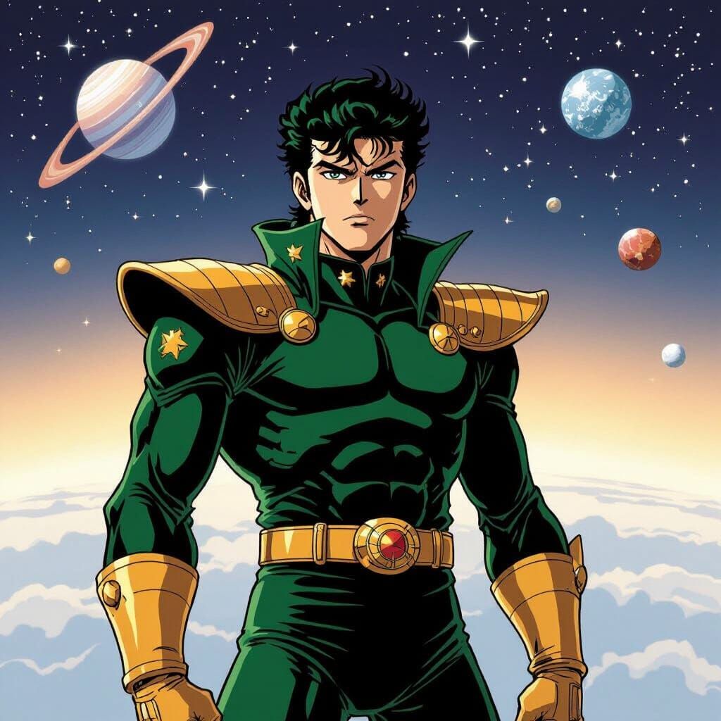 Jotaro Kujo in Space: Manga-Inspired Artwork