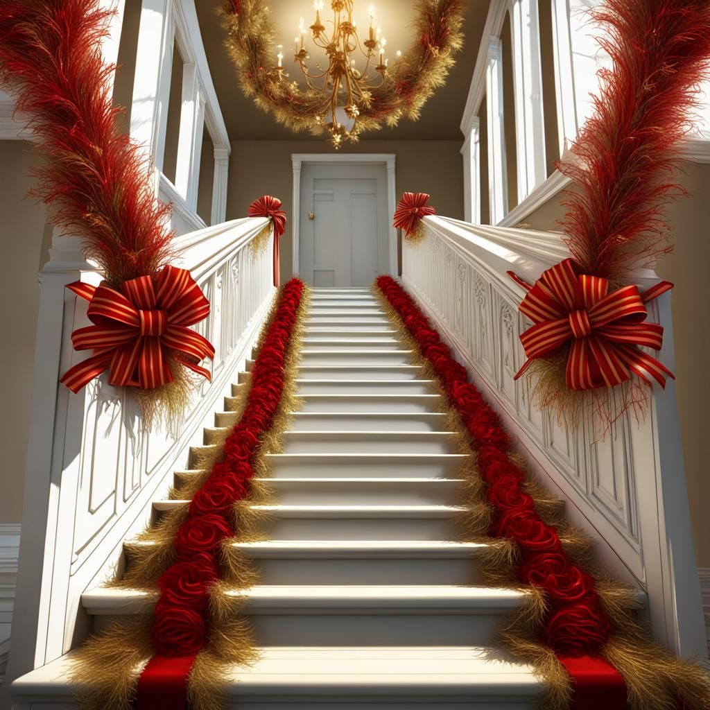 Festive Garland and Bows in Whimsical Style