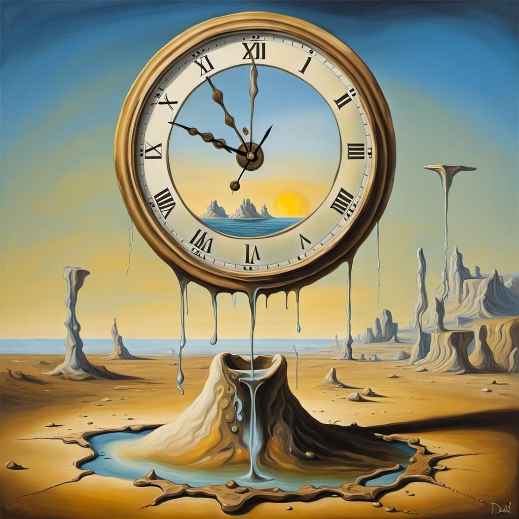 Melting Clock on Hot Day: A Surrealist Vision