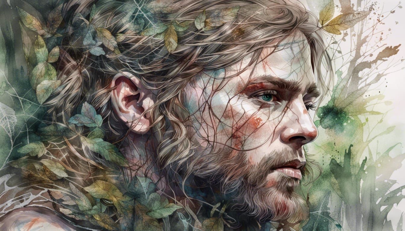 Hyper-Realistic Celtic Warrior in Forestscape