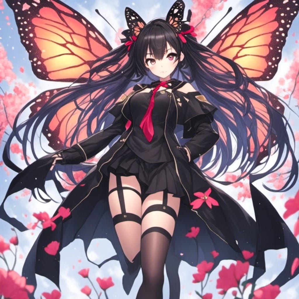 Anime Butterfly Woman in Manga Style