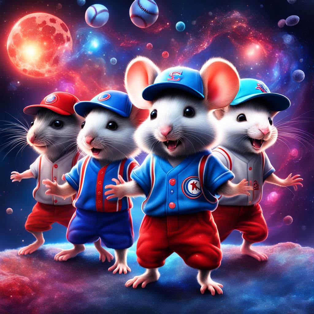 Mice Play Baseball: Holographic Astral Cosmic Illustration