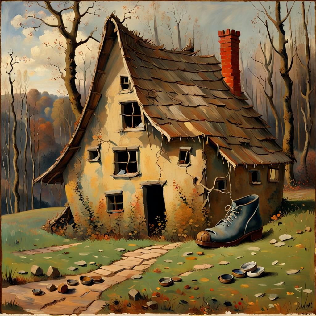 Fairy-Tale Shoe House in Winter Forest