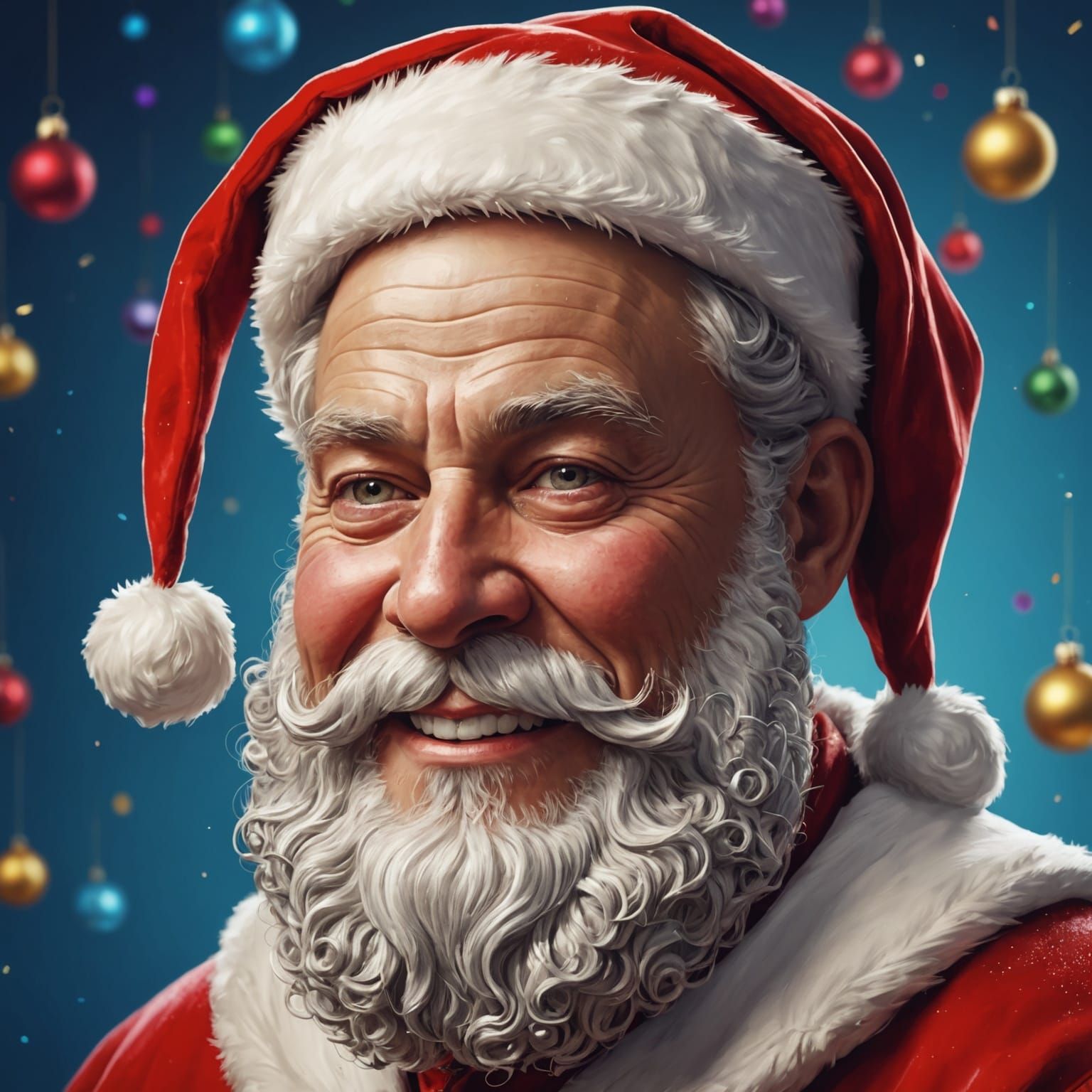 Festive Father Christmas Portrait in Hyperrealistic Splash A...