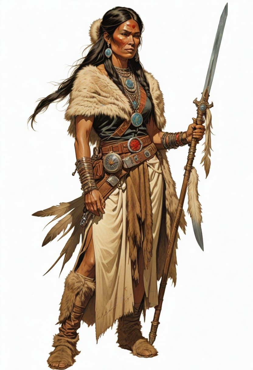 Warrior Woman in Cyberpunk Fantasy Style