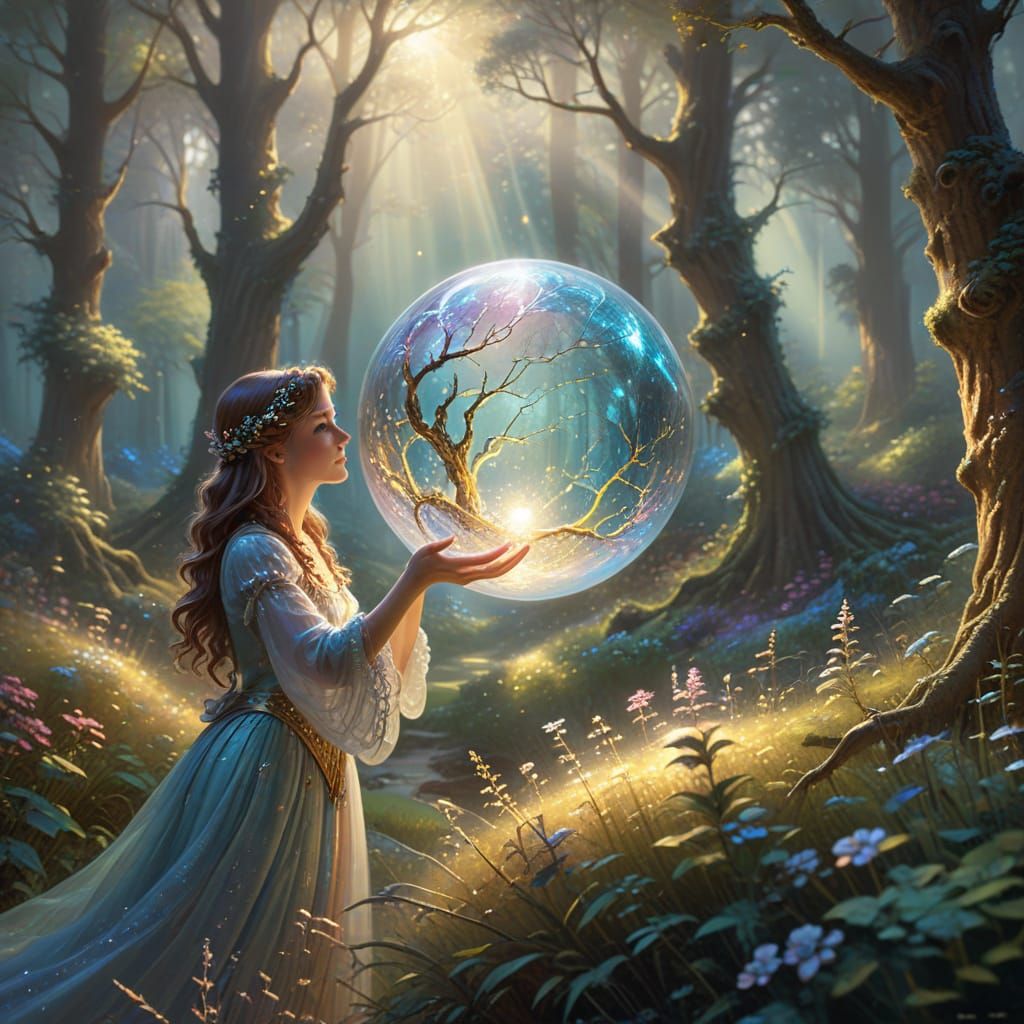 Ethereal Fantasy Illustration of Offering a Glowing Orb