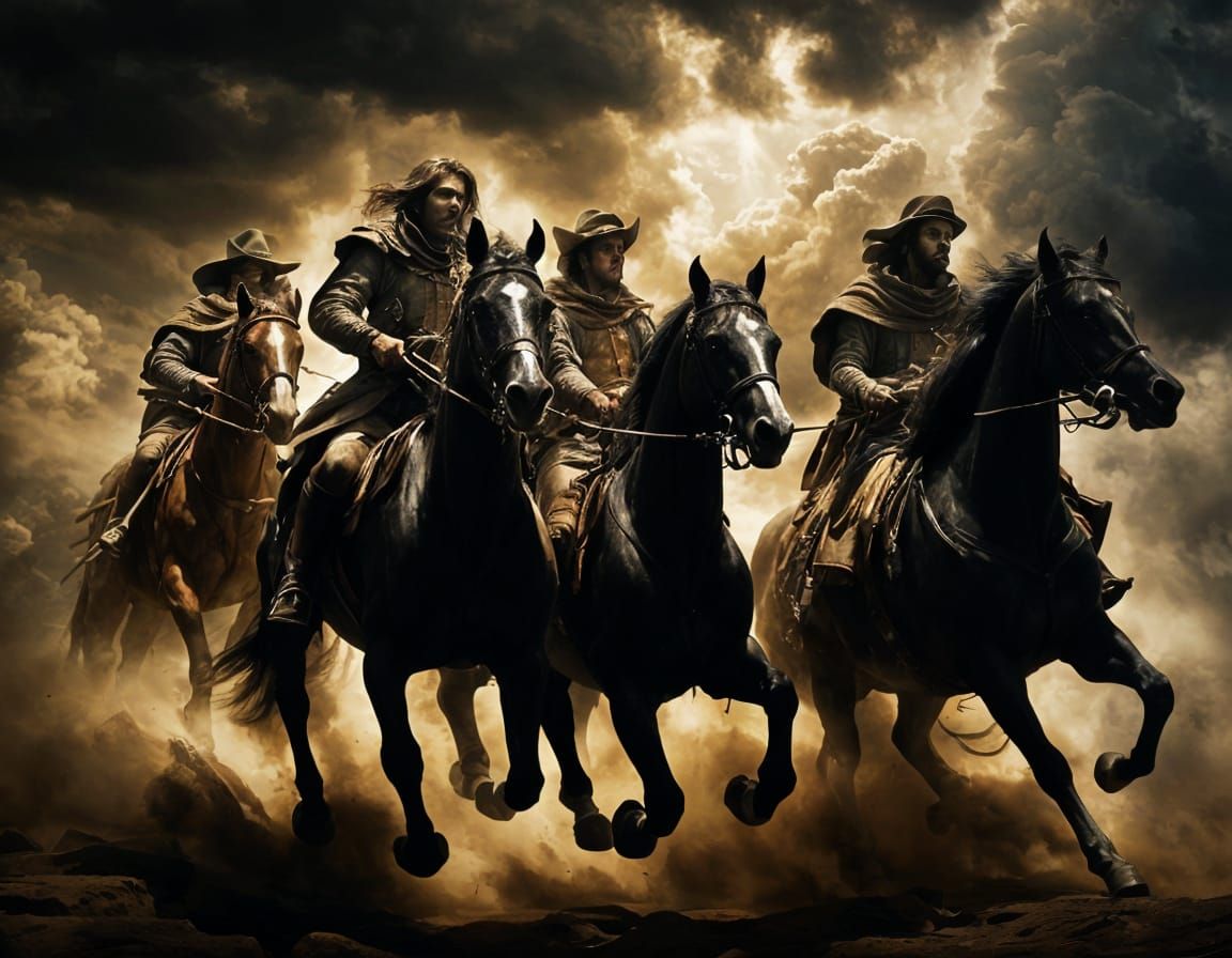 Four Horsemen in Dramatic Chiaroscuro Light