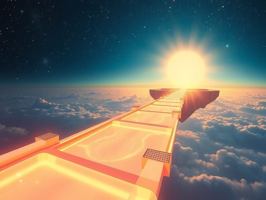 Ethereal Bridge of Luminous Energy Connects Celestial Island...