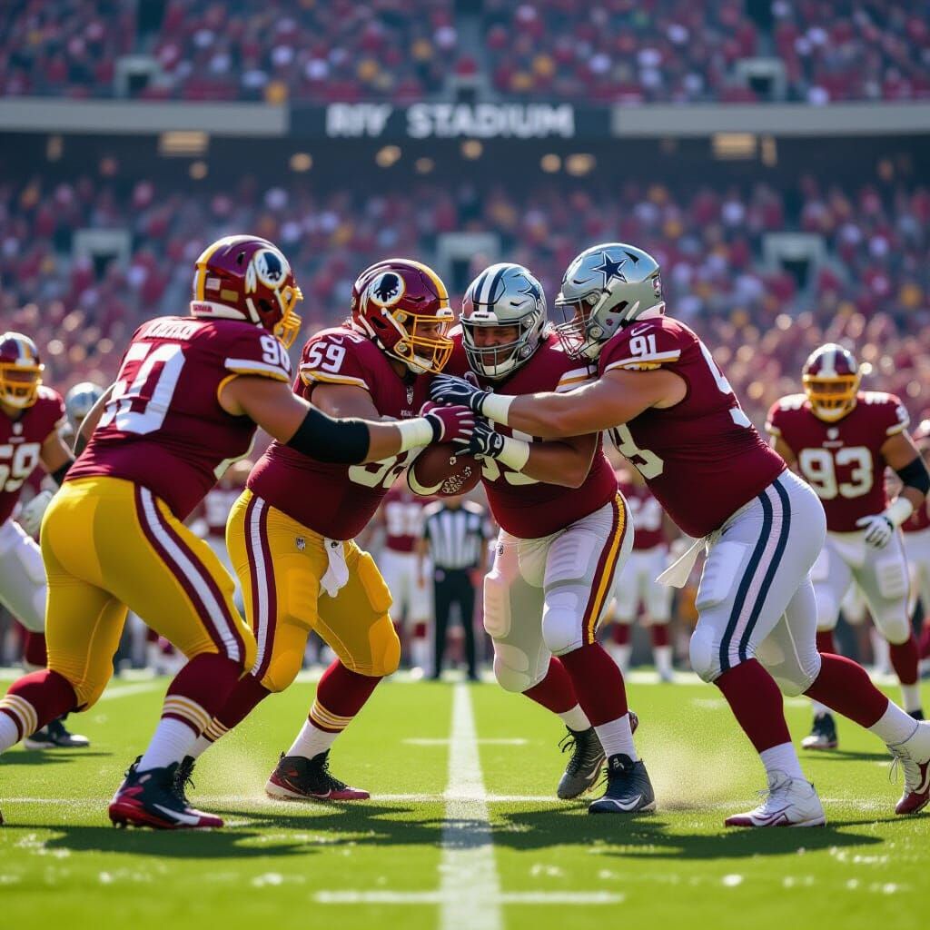 Redskins and Cowboys Clash: A Digital Sports Illustration