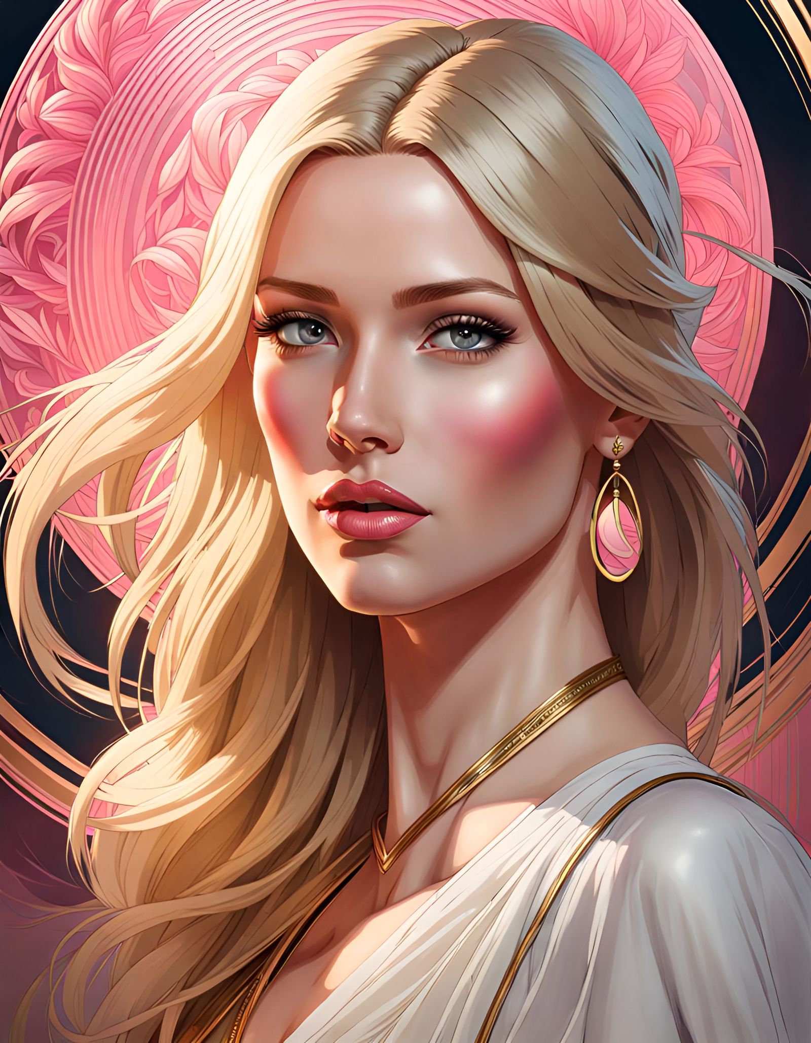 Young German Woman in Traditional Headscarf and Modest Attir...