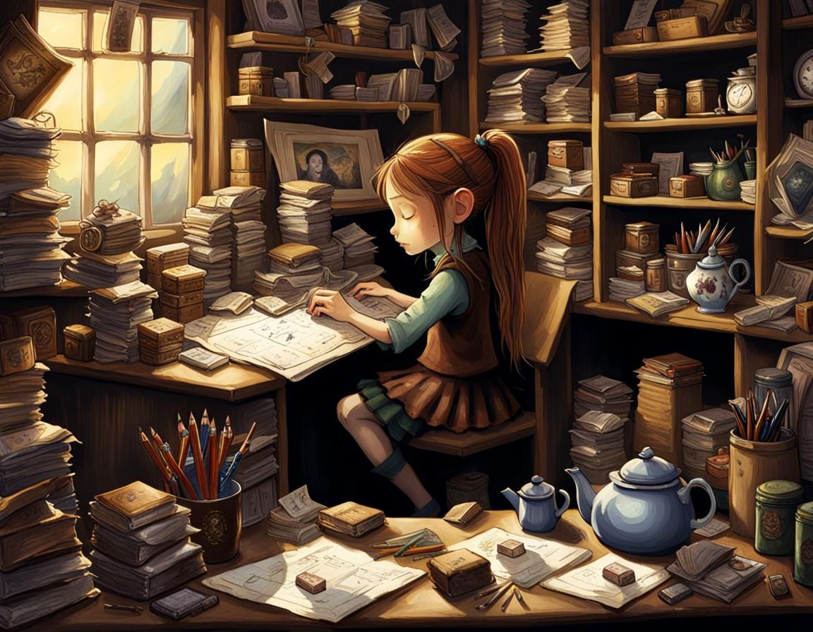 Tilly the House Brownie at Work, Fantasy Art