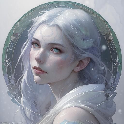 Art Nouveau Watercolor Snow White Portrait