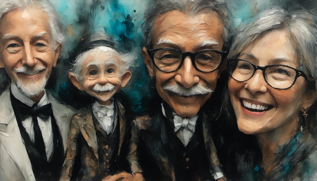 Family's Defiant Smiles in Surreal 3D Portrait
