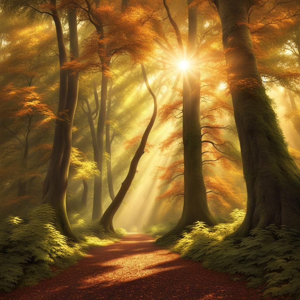 Autumn Forest Scene in Detailed Digital Painting