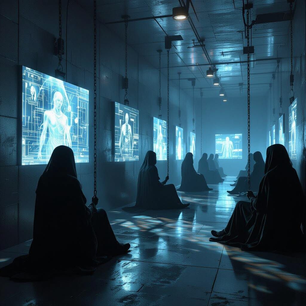 Digital Age Plato's Cave with Holographic Screens