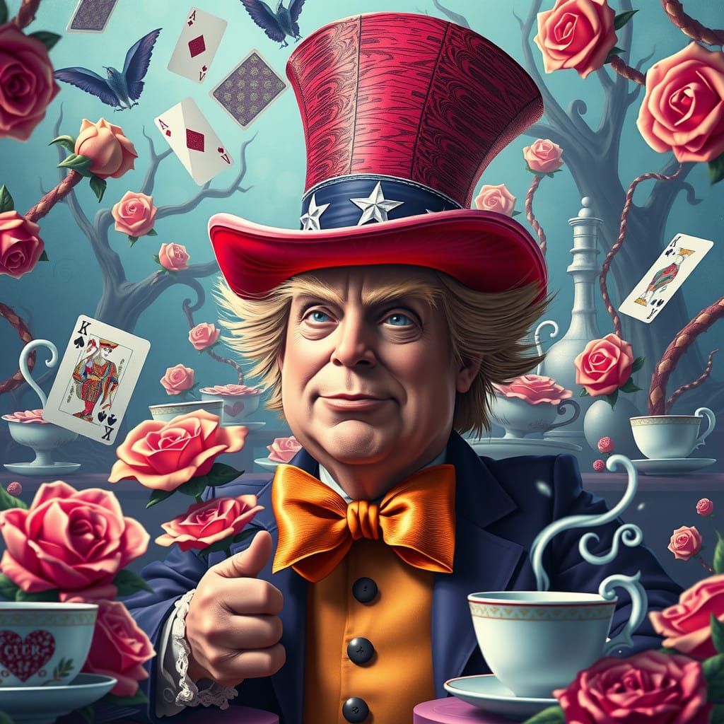 Donald Trump as the Whimsical Mad Hatter in Republican Wonde...