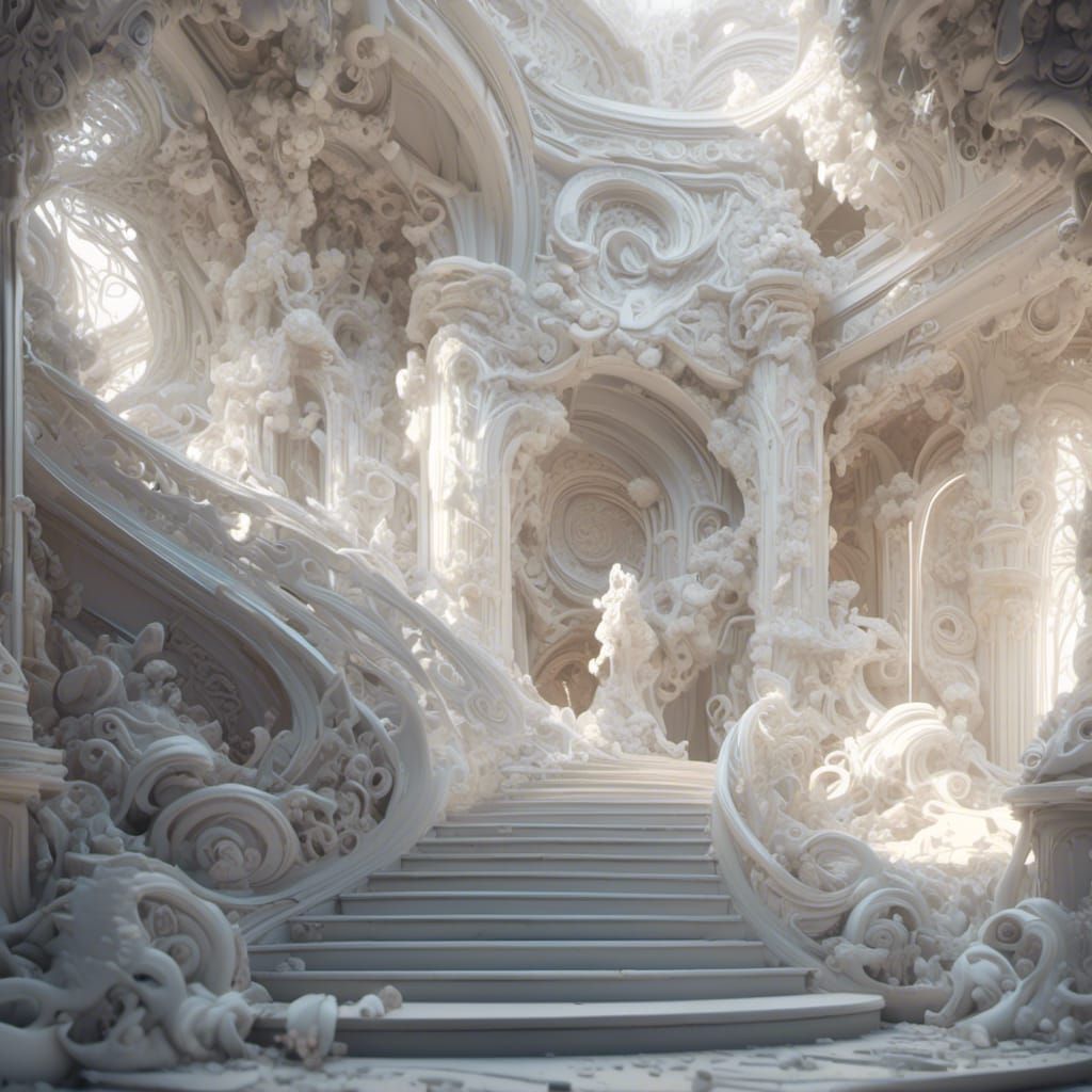 Swirling White Interior: Detailed Matte Painting in Unreal E...