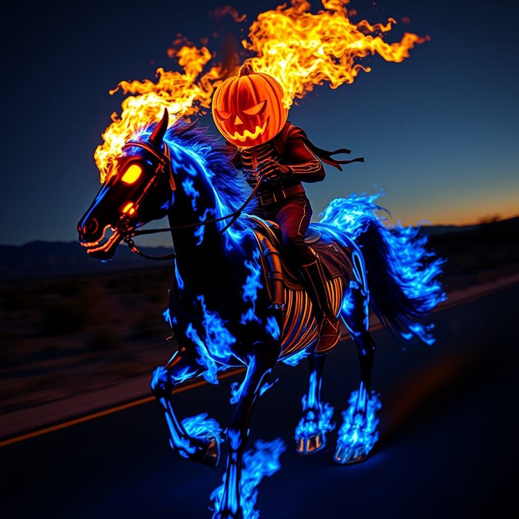 Ghost Rider Jack-O'-Lantern on Flaming Horse