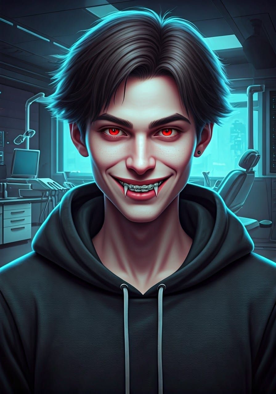 Modern Teen Vampire Confidently Shows Off His Silver Braces ...