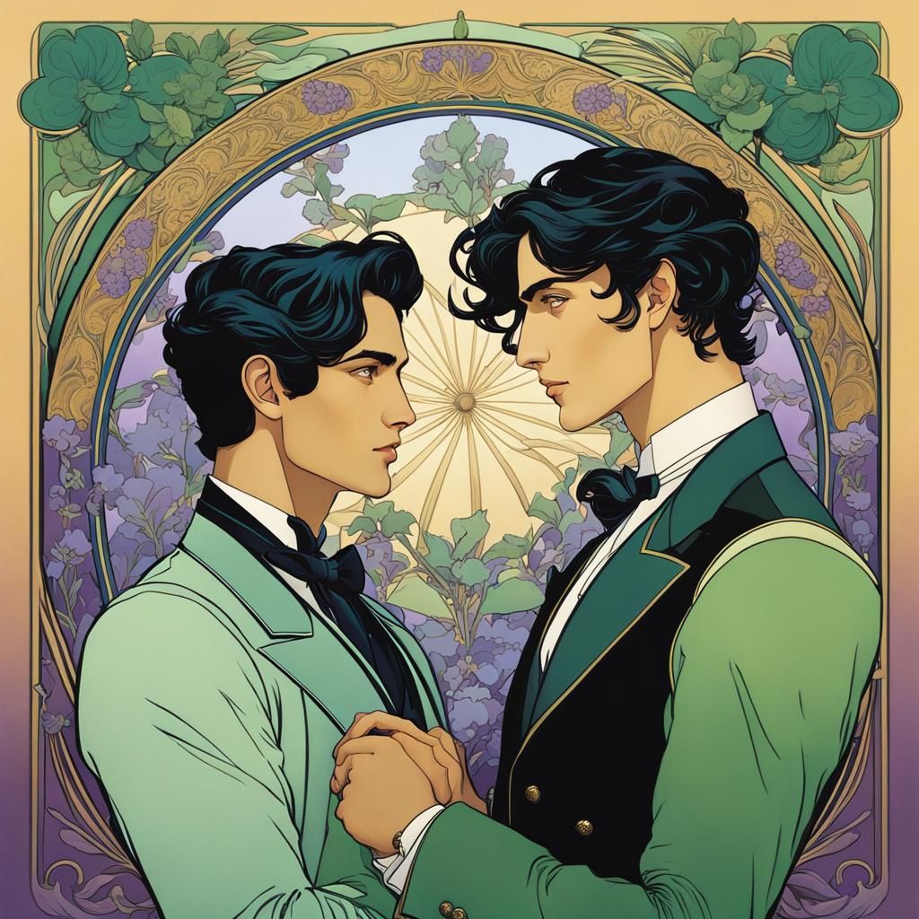 Elegant Gay Couple in Art Nouveau Style