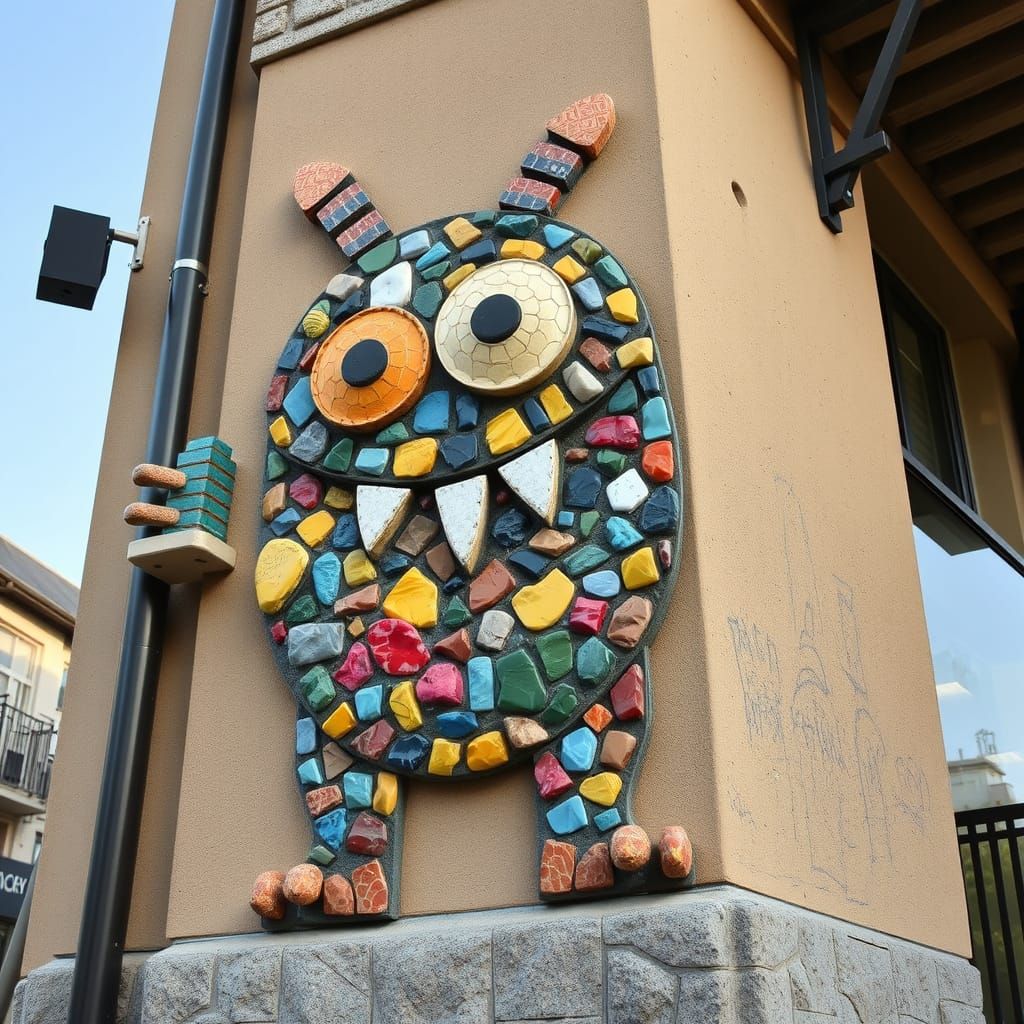 Whimsical Urban Mosaic Masterpiece in Vibrant Colors