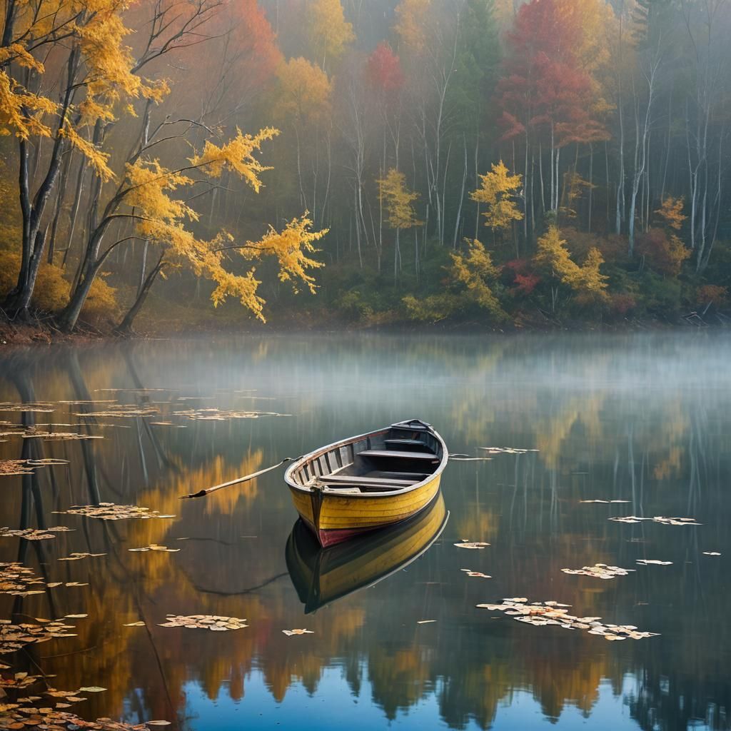 Autumnal Lake: Abstract Expressionist Impasto Painting