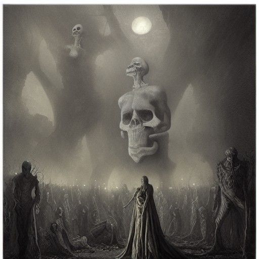 Skeletal Lovers in Dark Horror Style