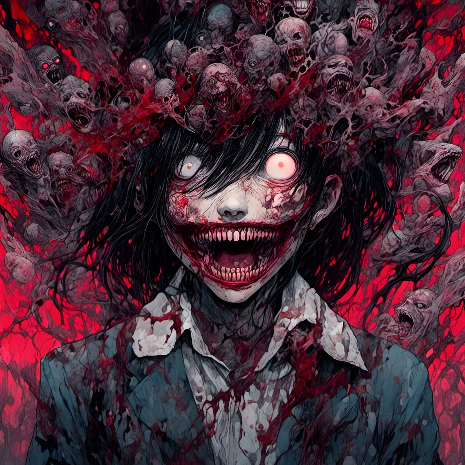 Creepy Manhwa Collage Illustration of a Nightmare