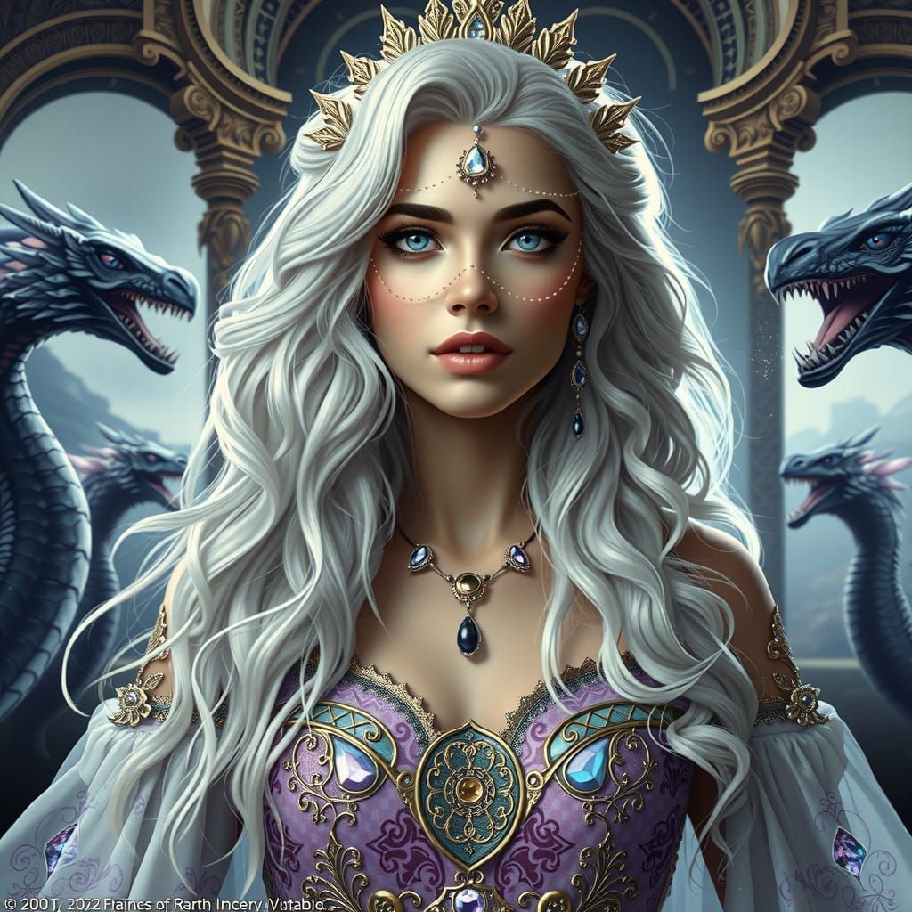 Majestic Valyrian Princess in Celestial Attire