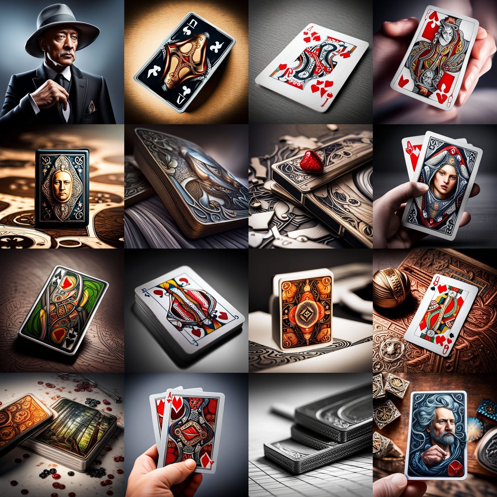 Hyperrealistic Card Deck with Intricate Details