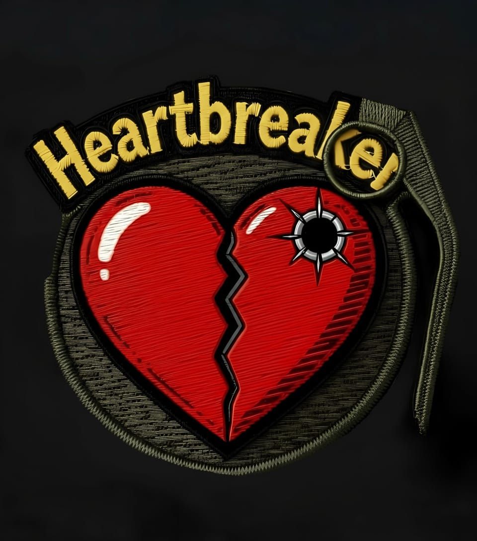 Heartbreaker Military Patch with Bullet Hole