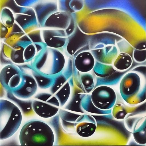 Abstract liquidex cells dots circles black pearls