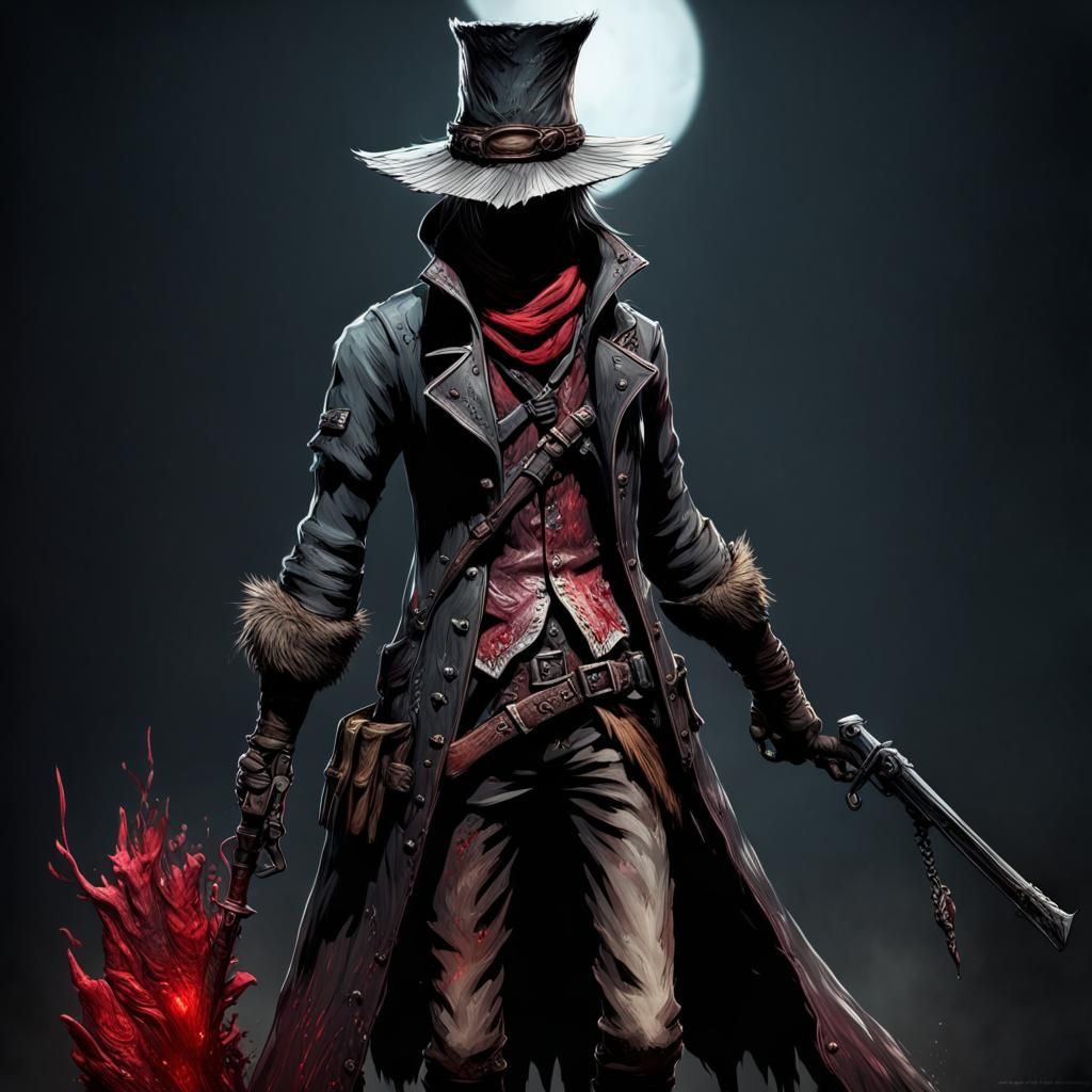 Bloodborne Teen Hunter in Acrylic Style