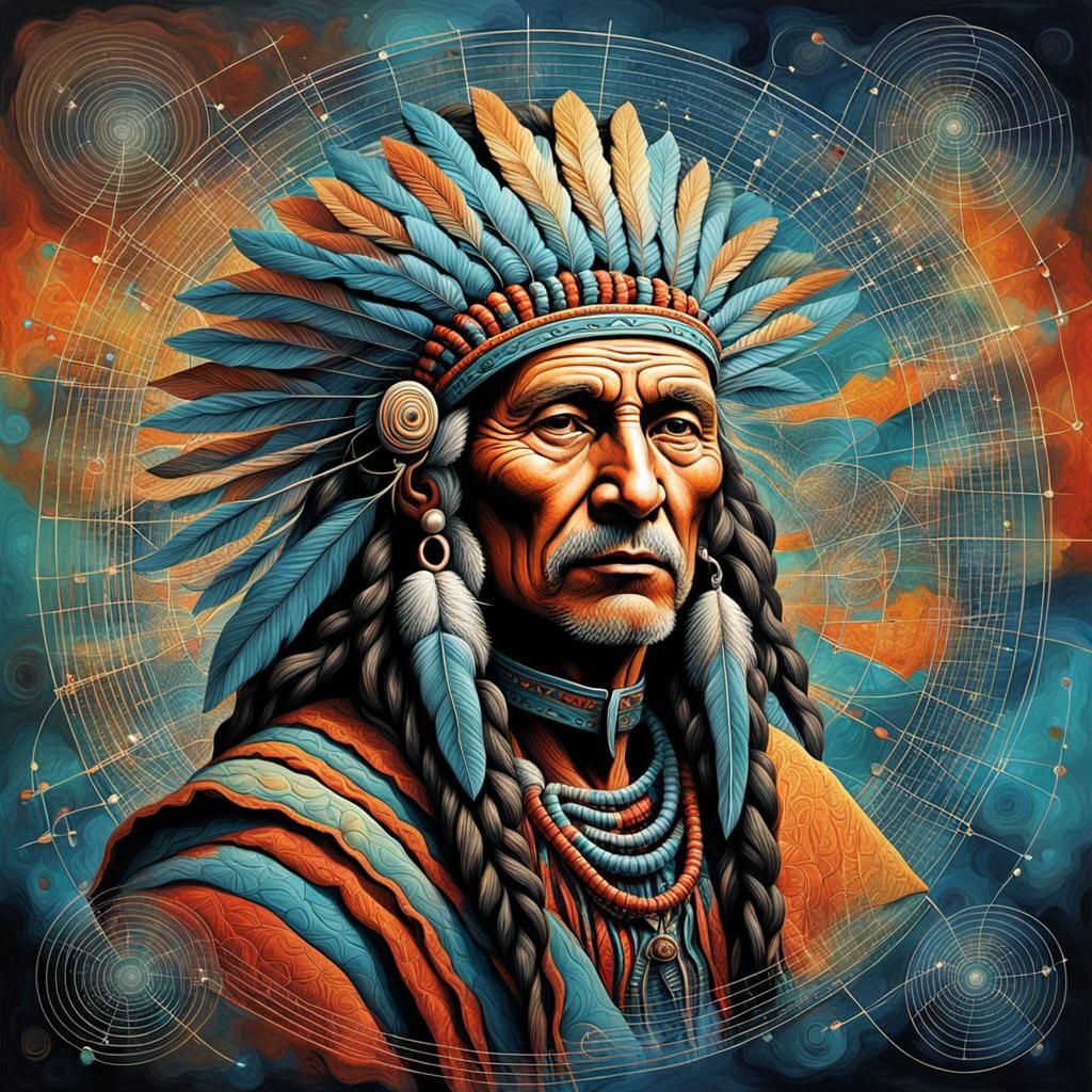 Squanto Examines Quantum Entanglement: Abstract Art