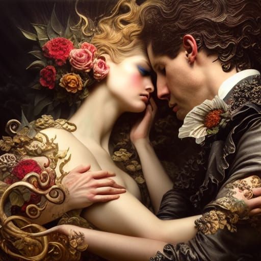 Rococo Lovers in Dark Regal Style