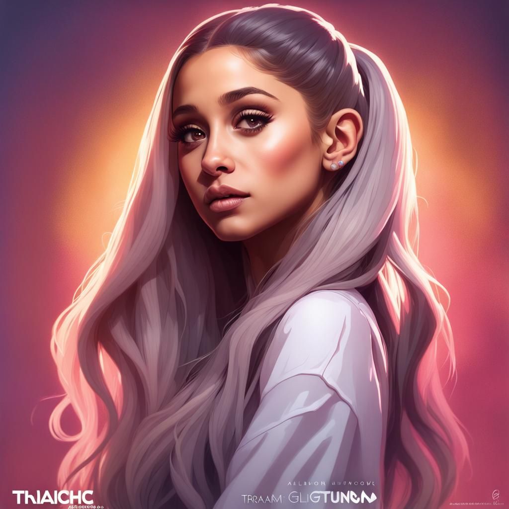 Ariana Grande Portrait in Hyperdetailed Art Nouveau Style