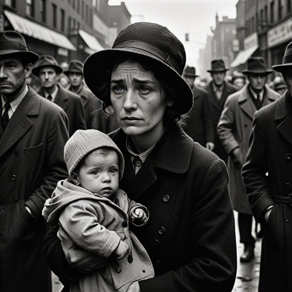 Struggling Families at the Breadline, 1929