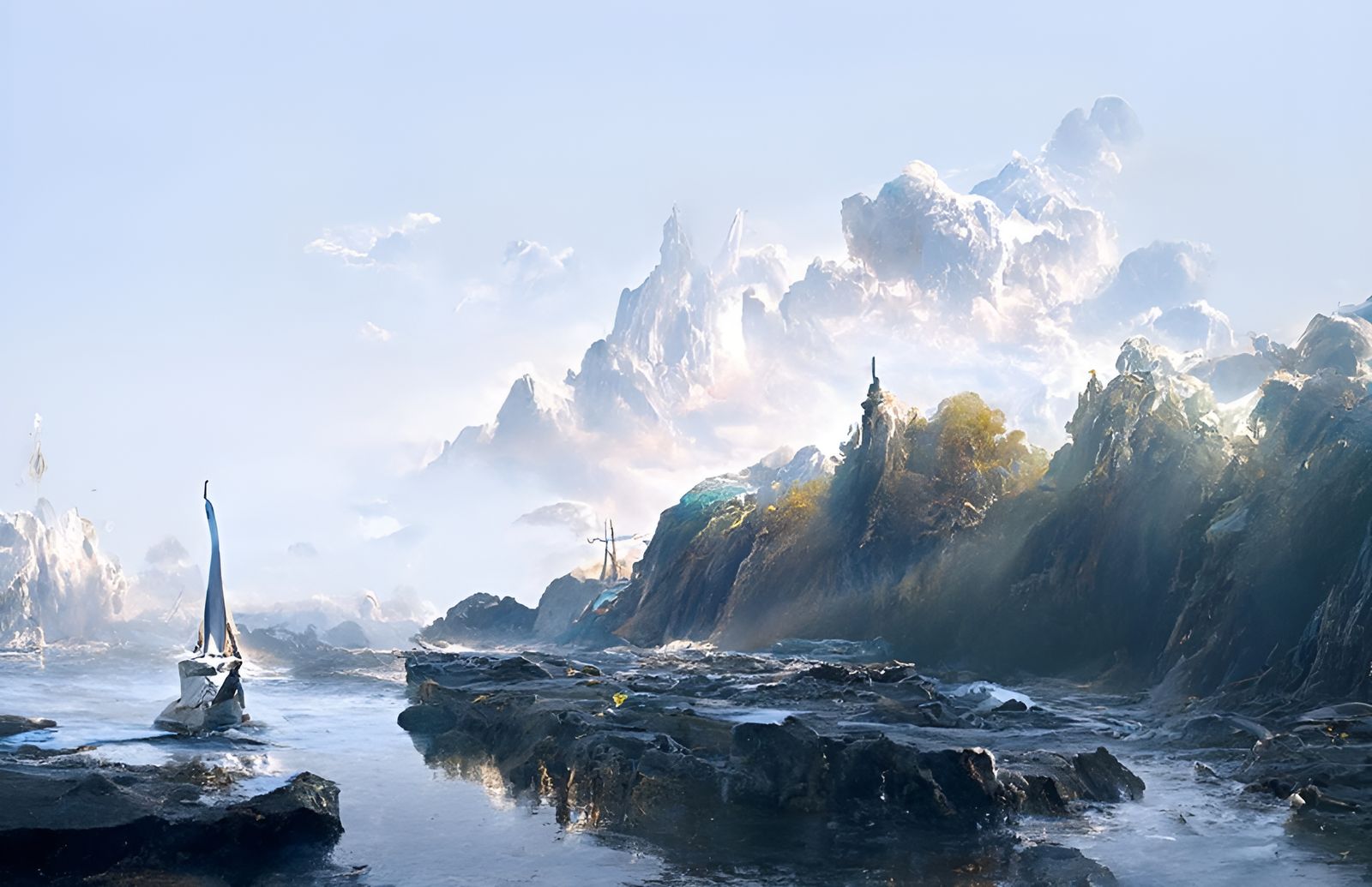 Ship Sailing on Dark Seas, Hyperrealism Style