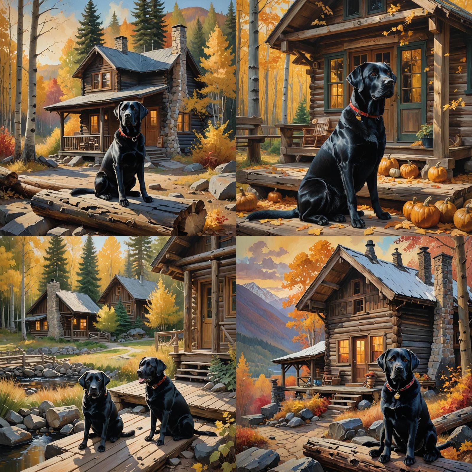 Black Lab Log Cabin