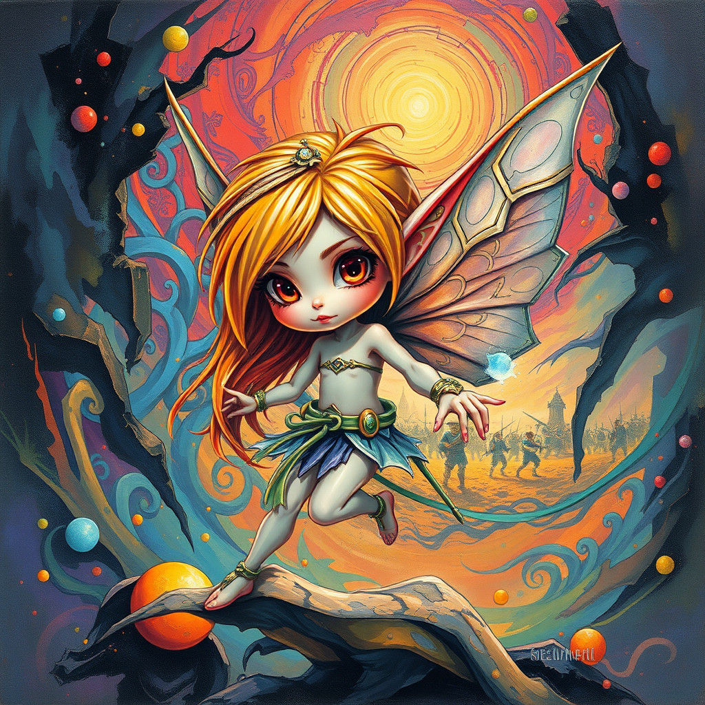 Chibi Fairy Elf in Heavy Metal Celtic Style