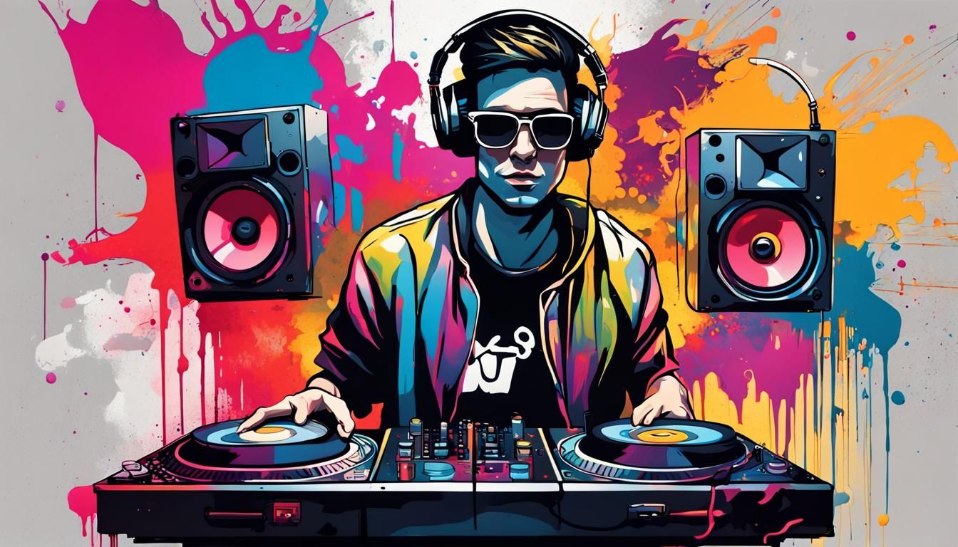 DJ in Nightclub Graffiti Art Style