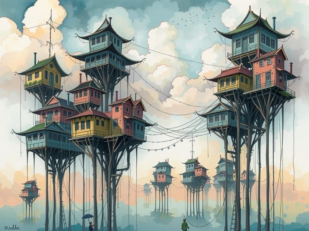 Whimsical City of Cloud City on Stilts