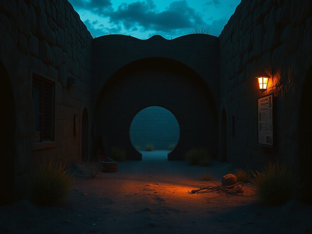 Deserted Country Club Entrance, Realistic and Detailed